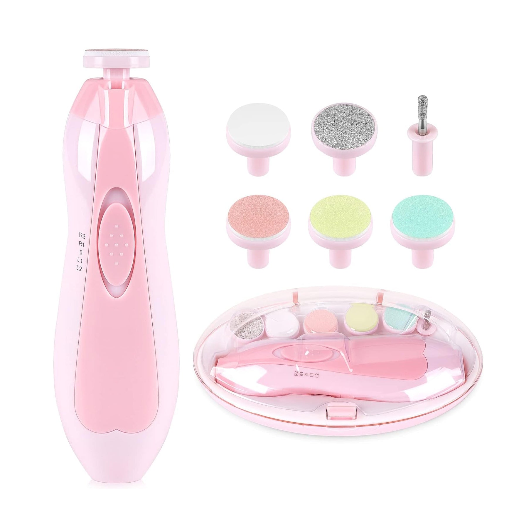 Kit de Soin des Ongles Électrique 6-en-1 à LED pour Bébé